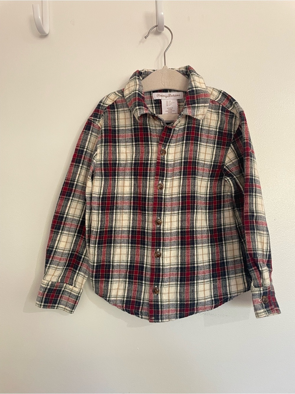 Tommy Bahama Kids 4T Plaid Button-Down Shirt - Red, Navy & Cream